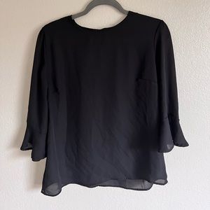 Black 3/4 sleeve shirt with gold zipper detail